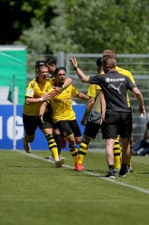 Aspach, Germany 30.05.2019, Deutsche A-Junioren-Meisterschaft, A-Junioren Finale VfB Stuttgart - BV Borussia Dortmund, jubel nach dem 1:1 von Immanuel Pherai (BVB U19) ( Defodi-09-541-017279