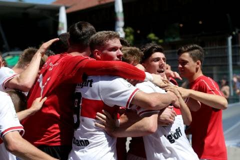 Aspach, Germany 30.05.2019, Deutsche A-Junioren-Meisterschaft, A-Junioren Finale VfB Stuttgart - BV Borussia Dortmund, Lilian Egloff (VfB U19) jubel nach dem 3:1 ( Defodi-09-541-017296