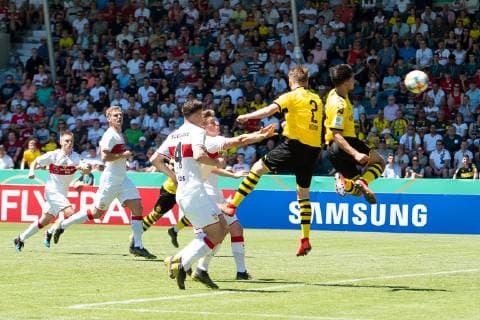 Torchance, Immanuel-Johannes Pherai (Borussia Dortmund 14), VfB Stuttgart U19 vs. Borussia Dortmund U19, Fussball, Herren, U19, Finale Deutsche Meisterschaft, Saison 18 19, GER, 02.06.2019, DFB REGULATIONS PROHIBIT ANY USE OF PHOTOGRAPHS AS IMAGE SEQUENCES AND OR QUASI-VIDEO, VfB Stuttgart U19 vs. Borussia Dortmund U19, Fussball, Herren, U19, Finale Deutsche Meisterschaft, Saison 18 19, GER, 02.06.2019 Grossaspach