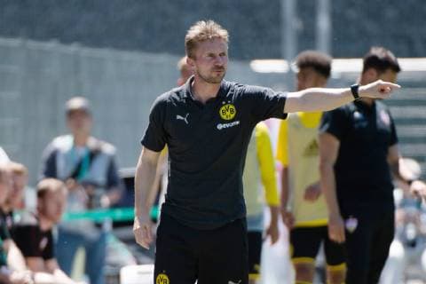 Benjamin Hoffmann (Borussia Dortmund Cheftrainer), VfB Stuttgart U19 vs. Borussia Dortmund U19, Fussball, Herren, U19, Finale Deutsche Meisterschaft, Saison 18 19, GER, 02.06.2019, DFB REGULATIONS PROHIBIT ANY USE OF PHOTOGRAPHS AS IMAGE SEQUENCES AND OR QUASI-VIDEO, VfB Stuttgart U19 vs. Borussia Dortmund U19, Fussball, Herren, U19, Finale Deutsche Meisterschaft, Saison 18 19, GER, 02.06.2019 Grossaspach