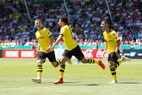 Tor zum 1: 1 durch Immanuel-Johannes Pherai (Borussia Dortmund 14), Tojubel, Jubel, VfB Stuttgart U19 vs. Borussia Dortmund U19, Fussball, Herren, U19, Finale Deutsche Meisterschaft, Saison 18 19, GER, 02.06.2019, DFB REGULATIONS PROHIBIT ANY USE OF PHOTOGRAPHS AS IMAGE SEQUENCES AND OR QUASI-VIDEO, VfB Stuttgart U19 vs. Borussia Dortmund U19, Fussball, Herren, U19, Finale Deutsche Meisterschaft, Saison 18 19, GER, 02.06.2019 Grossaspach
