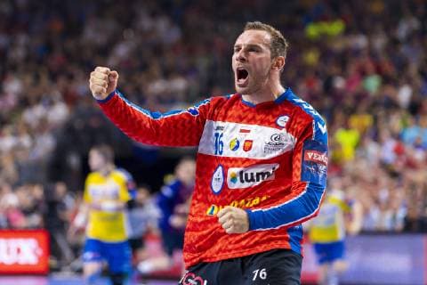 Köln, Deutschland 02. Juni 2019: Handball - EHF CL Spiel Platz 3 - FC Barcelona, Barca vs. PGE Vive Kielce Vladimir Cupara (Kielce) Jubel Freude Emotion Köln Lanxess Arena Deutschland