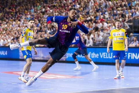 Köln, Deutschland 02. Juni 2019: Handball - EHF CL Spiel Platz 3 - FC Barcelona, Barca vs. PGE Vive Kielce Cedric Sorhaindo (Barcelona) Köln Lanxess Arena Deutschland