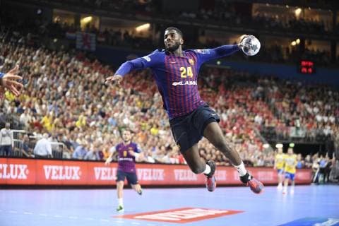 Dika Mem FC Barcelona, Barca Lassa) wurde zum Player of the Match gekürt, Handball, Männer, Velux EHF Final Four, Spiel um Platz 3, FC Barcelona Lassa vs PGE Vieve Kielce, 02.06.19 Köln Lanxess-Arena Nordrhein-Westfalen Germany