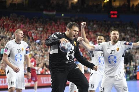 Jubel bei Dejan Milosavljev (HC Vardar), dem künftiger Torwart der Füchse Berlin, Handball, Männer, Velux EHF Final Four, Finale, HC Vardar vs Telekom Veszprem, 02.06.19 Köln Lanxess-Arena Nordrhein-Westfalen Germany
