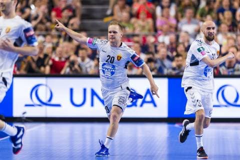 Handball, EHF CL, Final Four, Finale, HC Vardar Skopje - Telekom Veszprem HC Köln, Deutschland 02. Juni 2019: Handball - EHF CL Finale - HC Vardar Skopje vs. Telekom Veszprem Stas Skube (HC Vardar) Jubel Freude Emotion Köln Lanxess Arena Deutschland