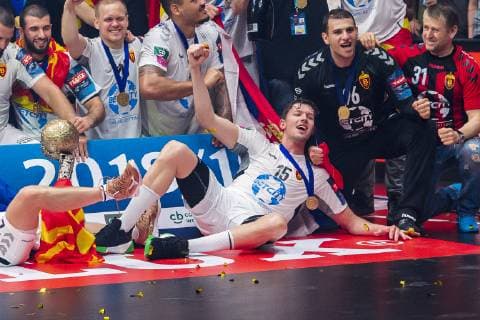 Köln, Deutschland 02. Juni 2019: Handball - EHF CL Finale - HC Vardar Skopje vs. Telekom Veszprem Christian Dissinger (HC Vardar) Jubel Freude Emotion Torjubel Torschuetze Torschütze Köln Lanxess Arena Deutschland