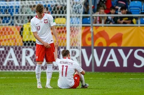 June 2, 2019 - Gdynia, Pomerania, Poland - Adrian Benedyczak from Poland (L) and Jakub Bednarczyk from Poland (R) are seen after losing the FIFA U-20 World Cup match between Poland and Italy (round of 16) in Gdynia. Italy Vs Poland in Gdynia, Poland - 02 Jun 2019 - ZUMAs197 20190602_zaa_s197_180 Copyright: xMateuszxSlodkowskix