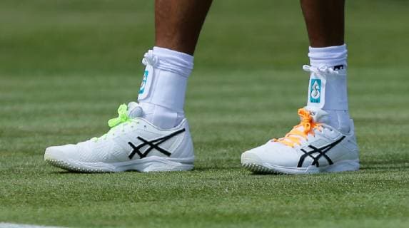 Surbiton Trophy Day One Dustin Brown of Germany sporting colourful laces on Day One of the Fuzion 100 Surbiton Trophy at the Surbiton Racket & Fitness Club, Surbiton Content Not Available For UK Newspapers Copyright: xStevexO Sullivanx FIL-13317-0011