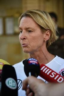 03.06.2019, GER, Frankfurt am Main, Frauenfussball, DFB Frauen, Damen Deutsche Frauen-Nationalmannschaft trifft sich in der Villa Kennedy vor dem Start der Frauen-Weltmeisterschaft vom 7. Juni bis 7. Juni 2019 in Frankreich Bild zeigt: Bundestrainerin Martina Voss-Tecklenburg im Interview
