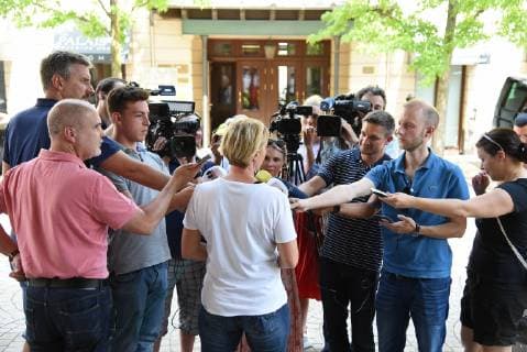 03.06.2019, GER, Frankfurt am Main, Frauenfussball, DFB Frauen, Damen Deutsche Frauen-Nationalmannschaft trifft sich in der Villa Kennedy vor dem Start der Frauen-Weltmeisterschaft vom 7. Juni bis 7. Juni 2019 in Frankreich Bild zeigt: Bundestrainerin Martina Voss-Tecklenburg im Interview