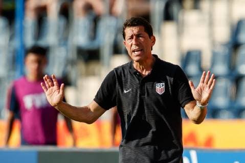 Bydgoszcz, Polen, 04.06.2019, FIFA Weltmeisterschaft Polen 2019, Achtelfinale, Frankreich - USA, Trainer Ramos Tab (USA) gestikuliert, gestik ( Defodi-01048-179643