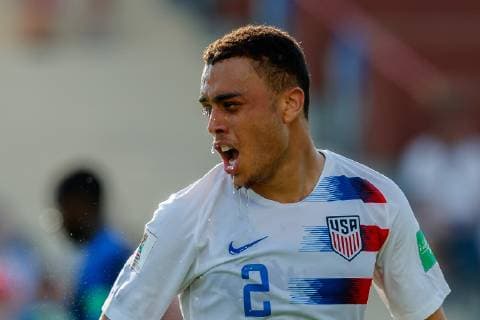 Bydgoszcz, Polen, 04.06.2019, FIFA Weltmeisterschaft Polen 2019, Achtelfinale, Frankreich - USA, Sergino Dest (USA) schaut ( Defodi-01048-179645