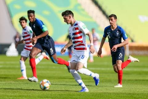 04.06.2019 BYDGOSZCZ UL. GDANSKA (POLAND) PILKA NOZNA (FOOTBALL) MISTRZOSTWA SWIATA W PILCE NOZNEJ DO LAT 20 (FIFA UNDER 20 WORLD CUP) MECZ (GAME) FRANCJARICHARD LEDEZMA, - USARICHARD LEDEZMA, (FRANCERICHARD LEDEZMA, - USA U20) NZ SEBASTIAN SOTO FOTO TADEUSZ SKWIOT CYFRASPORT NEWSPIX.PL --- Newspix.pl FRANCE OUT!  20190604TSCS6847
