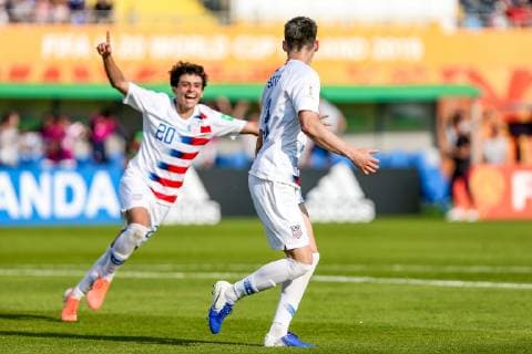 04.06.2019 BYDGOSZCZ UL. GDANSKA (POLAND) PILKA NOZNA (FOOTBALL) MISTRZOSTWA SWIATA W PILCE NOZNEJ DO LAT 20 (FIFA UNDER 20 WORLD CUP) MECZ (GAME) FRANCJARICHARD LEDEZMA, - USARICHARD LEDEZMA, (FRANCERICHARD LEDEZMA, - USA U20) NZ SEBASTIAN SOTO, GOL, BRAMKA, RADOSC, EMOCJE, GESTY FOTO TADEUSZ SKWIOT CYFRASPORT NEWSPIX.PL --- Newspix.pl FRANCE OUT!  20190604TSCS6852