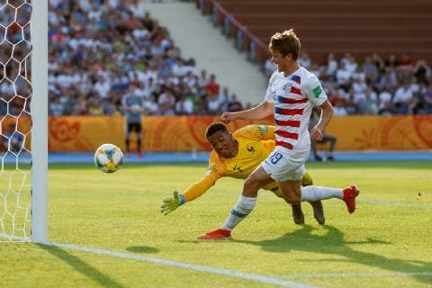 Bydgoszcz, Polen, 04.06.2019, FIFA Weltmeisterschaft Polen 2019, Achtelfinale, Frankreich - USA, Tor zum 2:3, Torschuetze Justin Rennicks (USA) ( Defodi-01048-179647