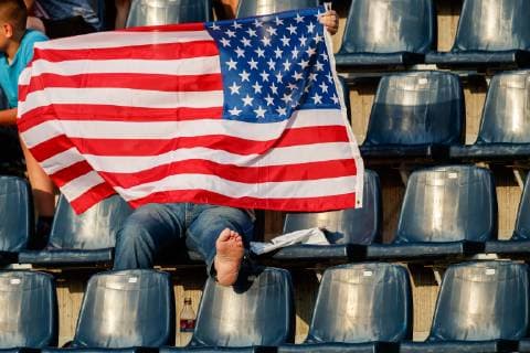 Sport Bilder des Tages Bydgoszcz, Polen, 04.06.2019, FIFA Weltmeisterschaft Polen 2019, Achtelfinale, Frankreich - USA, Fan USA ( Defodi-01048-179667