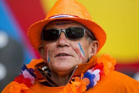6th June 2019, St& xe1;dio D Afonso Henriques, Guimar& xe3;es, Portugal; UEFA Nations league Football semi-final, Netherlands versus England; The fan of Netherland supporting his team  ActionPlus12141548 NikolaxKrstic