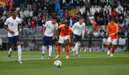 Netherlands v England UEFA Nations League Semi-Final Marcus Rashford of England scores their first goal from the penalty spot during the UEFA Nations League Semi-Final match at Estadio D. Afonso Henrique, Guimaraes Content Not Available For UK Newspapers Copyright: xPaulxChestertonx FIL-13327-0023