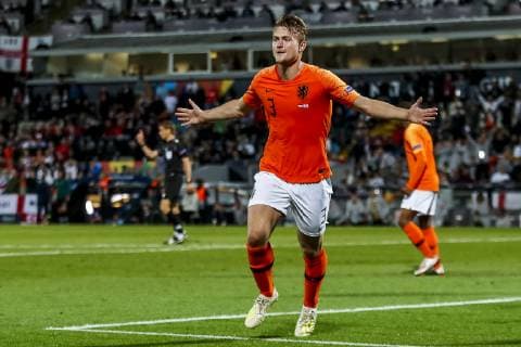 GUIMARAES, 06-06-2019, Estadio D. Afonso Henriques , UEFA Nations League Semi Final. Netherlands player Matthijs de Ligt scores the 1-1 during the game Netherlands - England Netherlands - England  x3611019x Copyright: