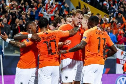 GUIMARAES, 06-06-2019, Estadio D. Afonso Henriques , UEFA Nations League Semi Final. Netherlands player Matthijs de Ligt celebrating the goal during the game Netherlands - England Netherlands - England  x3611025x Copyright: