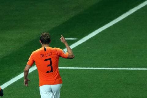 June 6, 2019 - Guimaraes, Portugal - GUIMARAES, PORTUGAL - JUNE 6: Matthijs de Ligt of Netherlands celebrates after scoring a goal during the UEFA Nations League Semi-Final football match Netherlands vs England, at the Dom Afonso Henriques stadium in Guimaraes, Portugal, on June 6, 2019. Netherlands vs England - UEFA Nations League Semi-Final  - ZUMAn230 20190606_zaa_n230_468 Copyright: xPedroxFiuzax