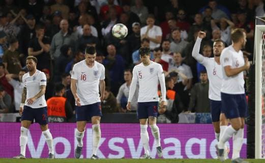 John Stones of England dejected during the UEFA Nations League match at D. Afonso Henriques Stadium, Guimaraes. Picture date: 6th June 2019. Picture credit should read: David Klein Sportimage EDITORIAL USE ONLY. No use with unauthorised audio, video, data, fixture lists, club league logos or live services. Online in-match use limited to 120 images, no video emulation. No use in betting, games or single club league player publications. SPI-0093-0112