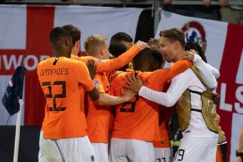Guimaraes, Portugal, 06.06.2019, UEFA Nations League, Halblfinale, Niederlande - England, Tor zum 2:1, Torschuetze Quincy Promes (NLD) jubelt ( Defodi-01053042496
