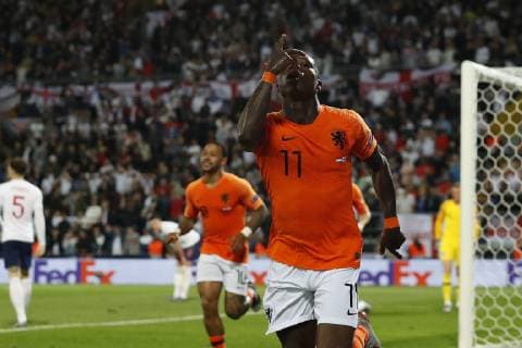 (l-r) Memphis Depay of Holland, Quincy Promes of Holland during the UEFA Nations League semi final match between The Netherlands and England at Estadio D. Afonso Henriques on June 06, 2019 in Guimaraes, Portugal UEFA Nations League 2018 2019 xVIxVIxImagesx xMauricexvanxSteenxIVx 14676317