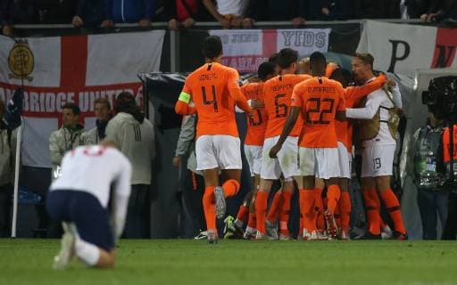 Netherlands v England UEFA Nations League Semi-Final Netherlands players celebrate their second goal during the UEFA Nations League Semi-Final match at Estadio D. Afonso Henrique, Guimaraes Content Not Available For UK Newspapers Copyright: xPaulxChestertonx FIL-13327-0168