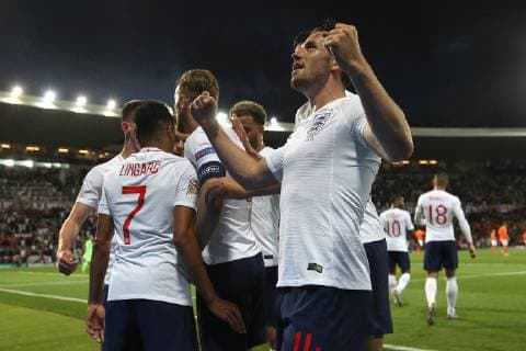 Netherlands v England UEFA Nations League Semi-Final The England players celebrate what they think is a goal by Jesse Lingard of England but it is ruled out for offside during the UEFA Nations League Semi-Final match at Estadio D. Afonso Henrique, Guimaraes Content Not Available For UK Newspapers Copyright: xPaulxChestertonx FIL-13327-0238