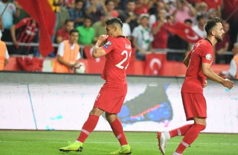 Fußball, EM Quali, Türkei - Frankreich Turkey™s Kaan Ayhan celebrates his goal during Euro 2020 group H qualifying soccer match between Turkey and France at the Konya City Stadium in Konya, Turkey, June 8, 2019.  Copyright: AbdurrahmanxAntakyali 16395183