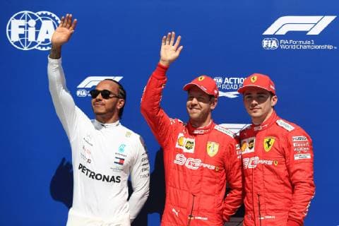 8th June 2019, Circuit Gilles Villeneuve, Montreal, Quebec, Canada; Formula 1 Grand Prix of Canada, qualifying sessions; Scuderia Ferrari, Sebastian Vettel takes pole for tomorrows race followed by Mercedes AMG Petronas Motorsport, Lewis Hamilton and Charles Leclerc  ActionPlus12142242 Octane