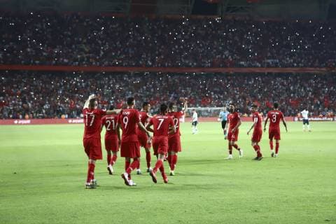 Fußball, EM Quali, Türkei - Frankreich Sport Bilder des Tages Turkey™s Kaan Ayhan celebrate his goal with his team mates during Euro 2020 group H qualifying soccer match between Turkey and France at the Konya City Stadium in Konya, Turkey, June 8, 2019.  Copyright: AlpxErenxKaya 16395247