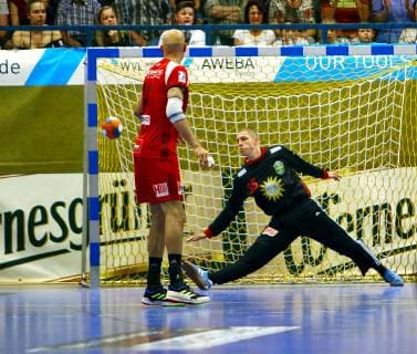 Torhüter Joel Birlehm (in seinem letzten Spiel für Lübbecke) Handball 2.Liga 2018 19 EHV Aue - TuS Nettelstedt-Lübbecke 28:27 am 8.6.2019 EHV Aue - TuS Nettelstedt-Lübbecke