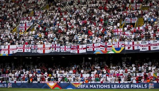 9th June 2019, St& xe1;dio D Afonso Henriques, Porto, Portugal; UEFA Nations League Football 3rd placed final, England versus Switzerland; The massed fans of England supporting their team  ActionPlus12142538 NikolaxKrstic