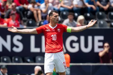 Guimaraes, Portugal, 09.06.2019, UEFA Nations League, Spiel um Platz 3, Schweiz - England, Granit Xhaka (CHE) gestikuliert, gestik ( Defodi-01053043007
