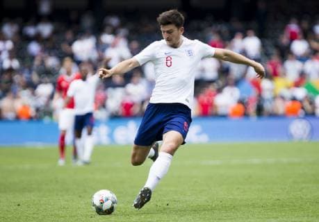 9th June 2019, St& xe1;dio D Afonso Henriques, Porto, Portugal; UEFA Nations League Football 3rd placed final, England versus Switzerland; Harry Maguire of ENG plays the ball long upfield  ActionPlus12142576 NikolaxKrstic