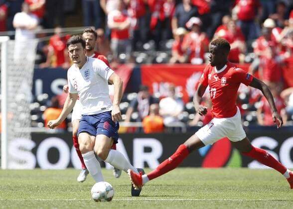 Harry Maguire of England in action during the UEFA Nations League match at D. Afonso Henriques Stadium, Guimaraes. Picture date: 9th June 2019. Picture credit should read: David Klein Sportimage EDITORIAL USE ONLY. No use with unauthorised audio, video, data, fixture lists, club league logos or live services. Online in-match use limited to 120 images, no video emulation. No use in betting, games or single club league player publications. SPI-0095-0064