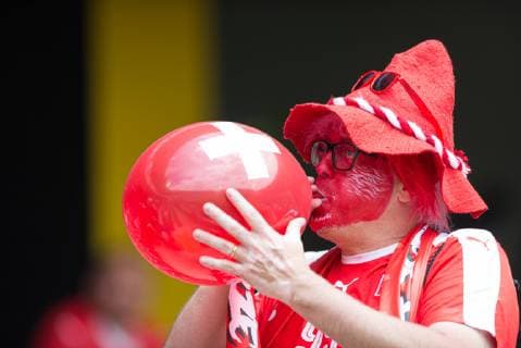 Guimaraes, Portugal, 09.06.2019, UEFA Nations League, 3. Platz, Schweiz - England, Supporter of Switzerland is seen ( Defodi-09-531-002152