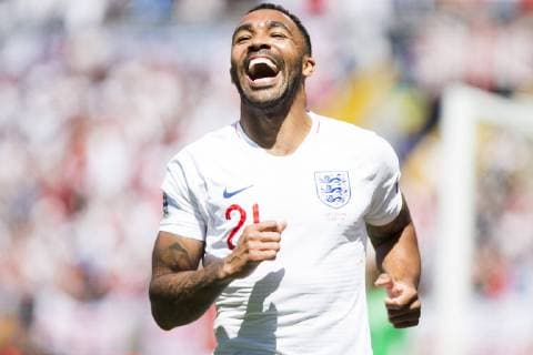 9th June 2019, St& xe1;dio D Afonso Henriques, Porto, Portugal; UEFA Nations League Football 3rd placed final, England versus Switzerland; Callum Wilson of ENG celebrates scoring his goal in added extra time but after the VAR review, the goal was wiped off  ActionPlus12142647 NikolaxKrstic