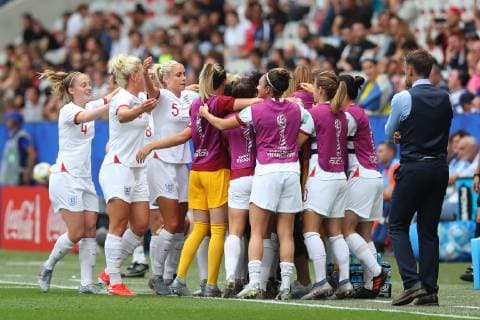England Women v Scotland Women 2019 FIFA Women s World Cup Nikita Parris of England Women celebrates scoring their first goal from the penalty spot with team mates during the 2019 FIFA Women s World Cup match at Allianz Riviera, Nice Content Not Available For UK Newspapers Copyright: xKunjanxMaldex FIL-13341-0044