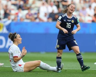 England Women v Scotland Women 2019 FIFA Women s World Cup Lucy Bronze of England Women and Christie Murray of Scotland Women during the 2019 FIFA Women s World Cup match at Allianz Riviera, Nice Content Not Available For UK Newspapers Copyright: xKunjanxMaldex FIL-13341-0092
