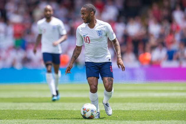 Guimaraes, Portugal, 09.06.2019, UEFA Nations League, 3. Platz, Schweiz - England, Raheem Sterling (England) controls the ball ( Defodi-09-531-002549