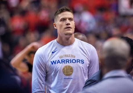 190610 Warriors Jonas Jerebko before game 5 of the 2019 NBA, Basketball Herren, USA Finals between Toronto Raptors and Golden State Warriors on June 10, 2019 in Toronto. Photo: Kevin Sousa BILDBYRN Cop 274 Copyright: KEVINxSOUSA BB190610ZP009