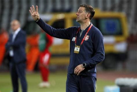 (190611) -- BELGRADE, June 11, 2019 -- Serbia s head coach Mladen Krstajic gestures during European Championship, EM, Europameisterschaft 2020 qualifying round football match between Serbia and Lithuania in Belgrade, Serbia, on June 10, 2019. Serbia won 4-1. ) (SP)SERBIA-BELGRADE-SOCCER UEFA EURO, EM, Europameisterschaft,Fussball 2020 QUALIFYING MATCH-SERBIA VS LITHUANIA PredragxMilosavljevic