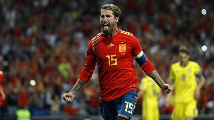 Madrid, Spanien 10.06.2019, EM Qualifikation 2020, 4. Spieltag, Spanien - Schweden, Sergio Ramos (Spain) celebrates after scoring his team s first goal ( Defodi-09-523-097967