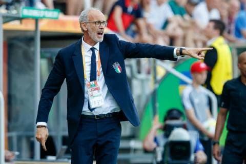 Gdynia, Polen, 11.06.2019, FIFA U-20-Weltmeisterschaft Polen 2019, Halbfinale, Ukraine - Italien, Trainer Paolo Nicolato (ITA) gestikuliert, gestik ( Defodi-01048-180939