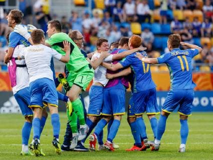 Gdynia, Polen, 11.06.2019, FIFA U-20-Weltmeisterschaft Polen 2019, Halbfinale, Ukraine - Italien, Ukraine schlussjubel ( Defodi-01048-180954
