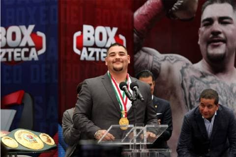 June 11, 2019 - EUM20190611DEP09.JPG .CIUDAD DE MEXICO, Boxing Boxeo-Andy Ruiz.- 11 junio 2019. El boxeador Andy Ruiz, quien recientemente se convirtio en el primer campeon mexicano de peso completo, ofrecio una conferencia de prensa en la capital, a dias de obtener los tres cinturones de la AMB, OMB y FIB ante el estadounidense Anthony Joshua. Foto: Agencia EL UNIVERSAL Carlos Mejia AFBV Latin News: June 11, 2019 Copyright: xElxUniversalx